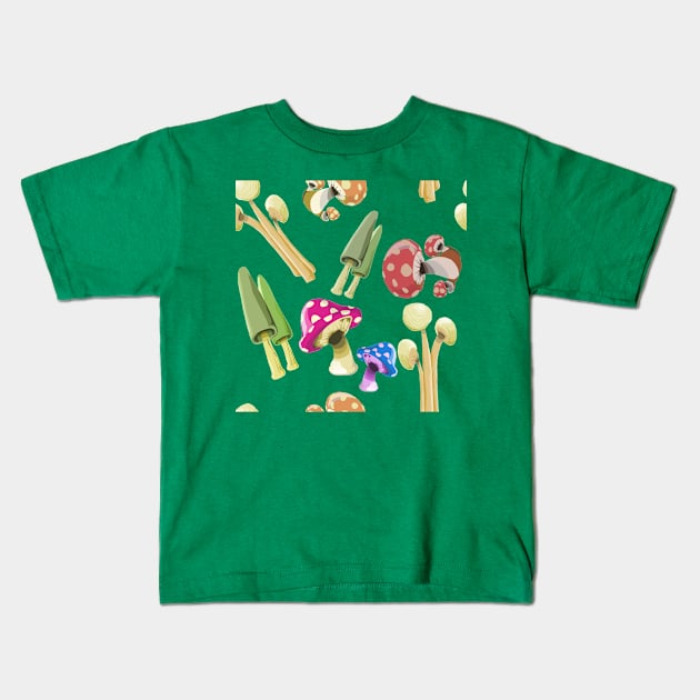 Mushroom Pattern More Kids T-Shirt by Markyartshop